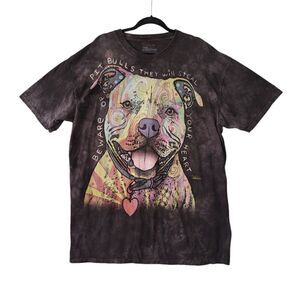 The Mountain Pitbulls Steal Your Heart T-Shirt Women's 2XL Black Tie Dye USA Dog